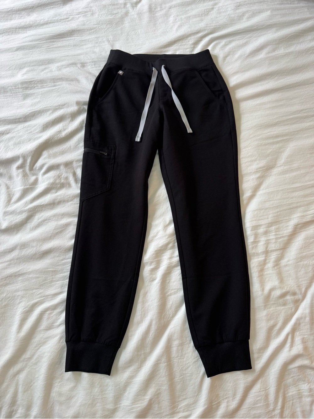 Figs Black Zamora Joggers Scrub Pants with Light Grey Drawstring - XXS/P
